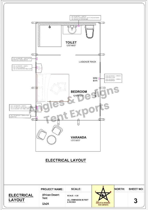 12x24 Tent Electrical Layout